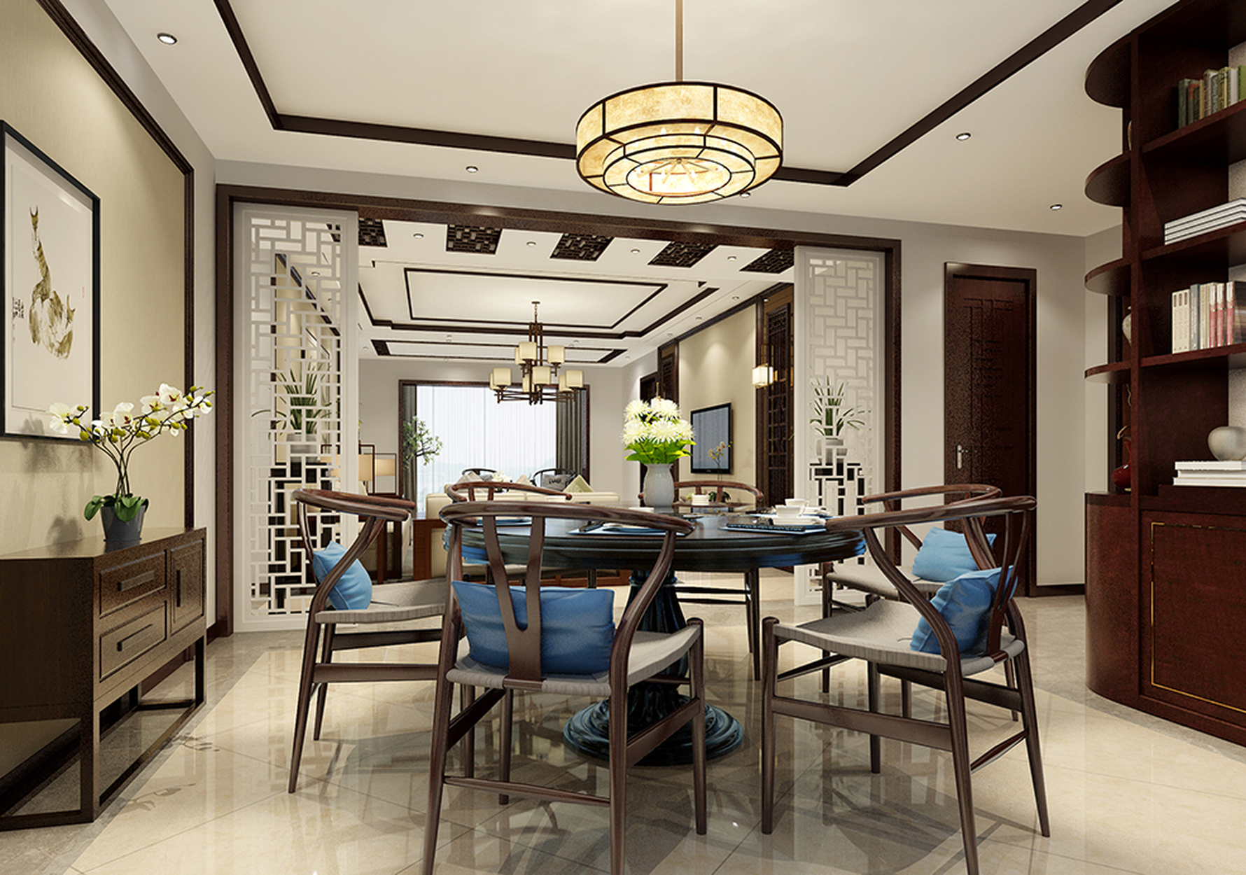 中式风格四室二厅装修设计效果图