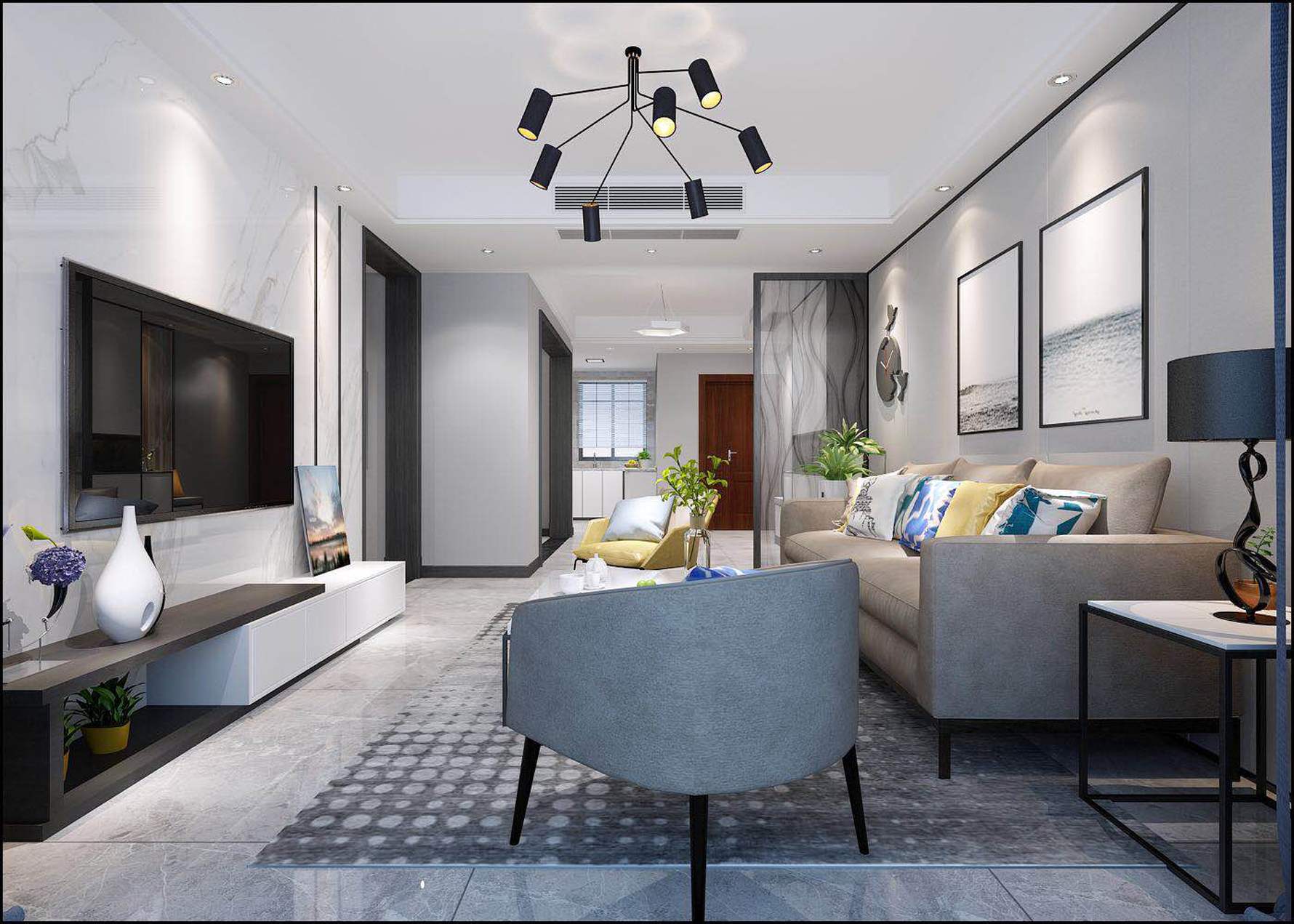 现代风格三室二厅装修设计效果图