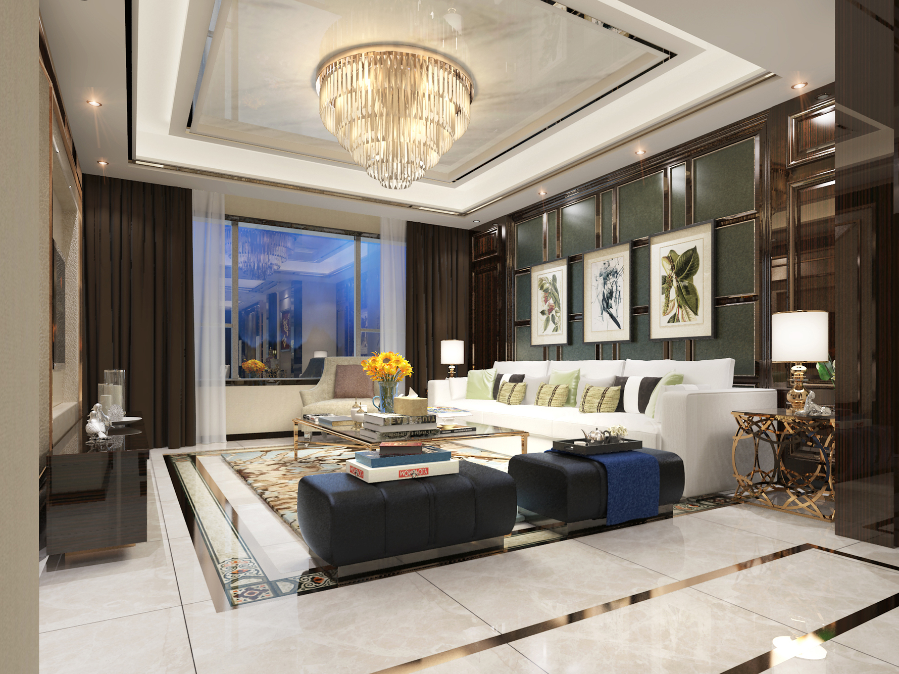 港式轻奢 - 混搭风格四室一厅一卫装修效果图 - ***6设计效果图 - 每