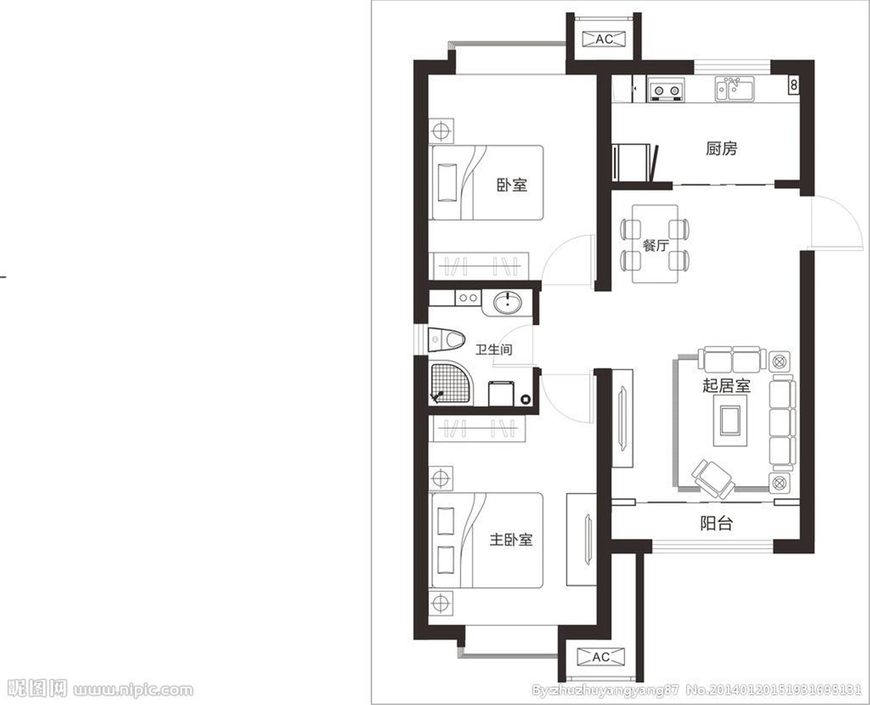 北欧风格一室一厅装修设计效果图
