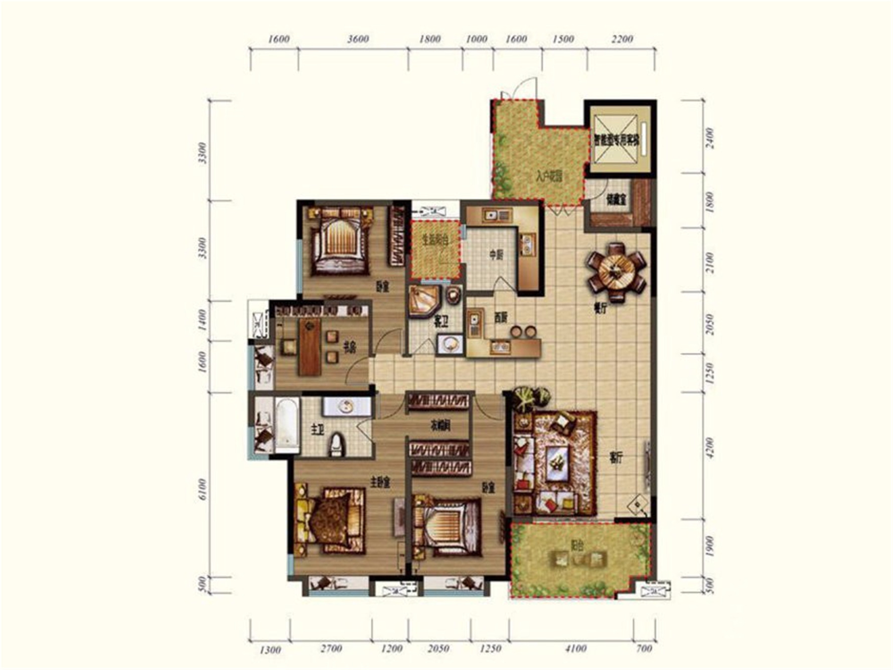 nehcil - 地中海风格四室一厅一卫装修效果图 - ***3设计效果图 - 每