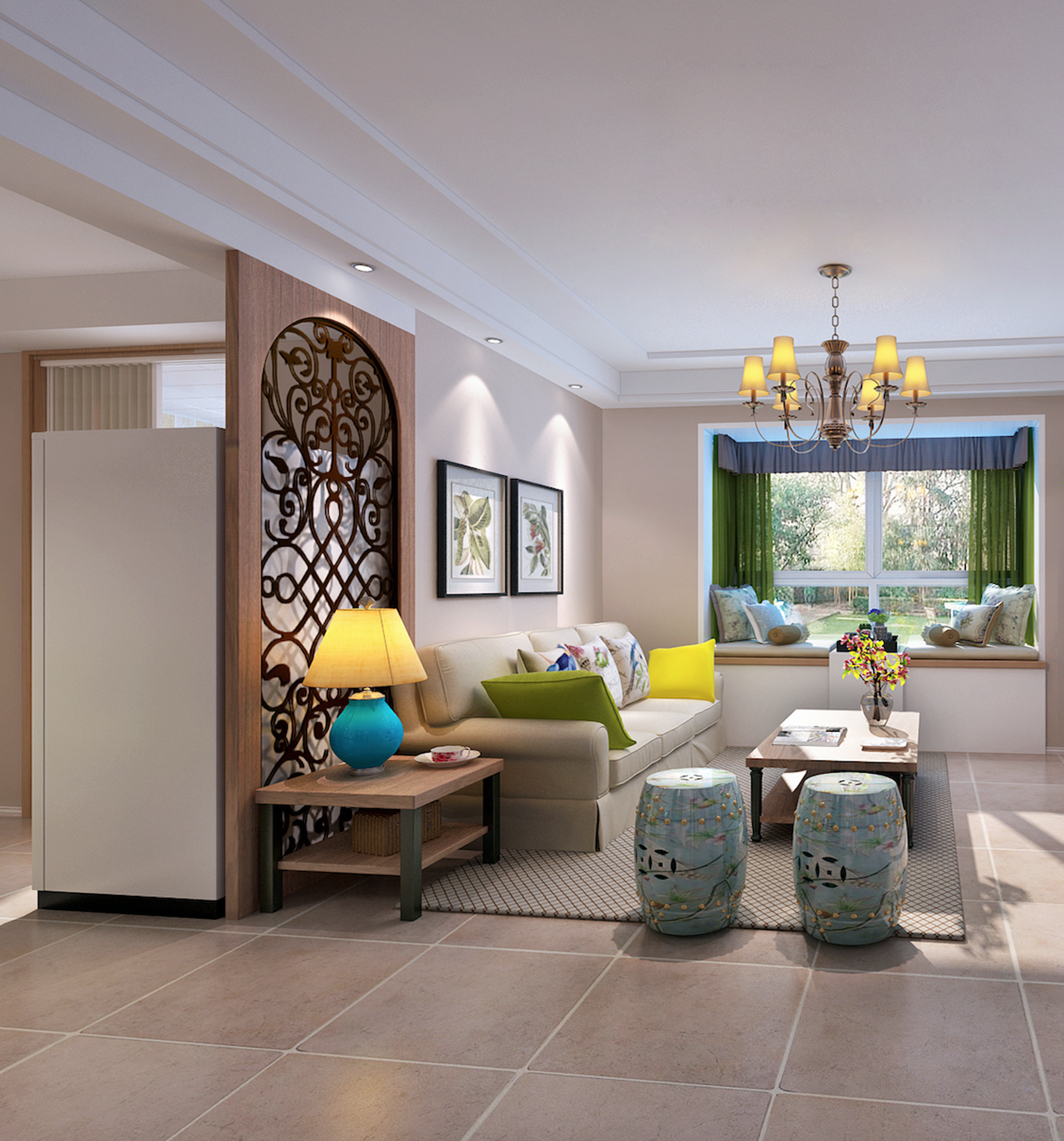 美式风格一室一厅装修设计效果图