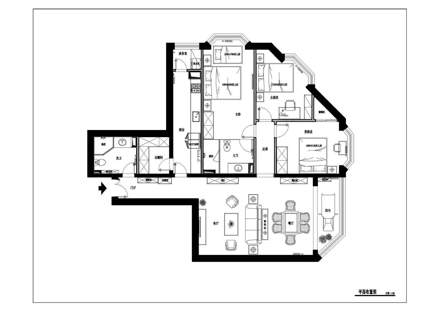将台风景线小区 - 美式风格三室二厅二卫装修效果图 - ***荣设计效果