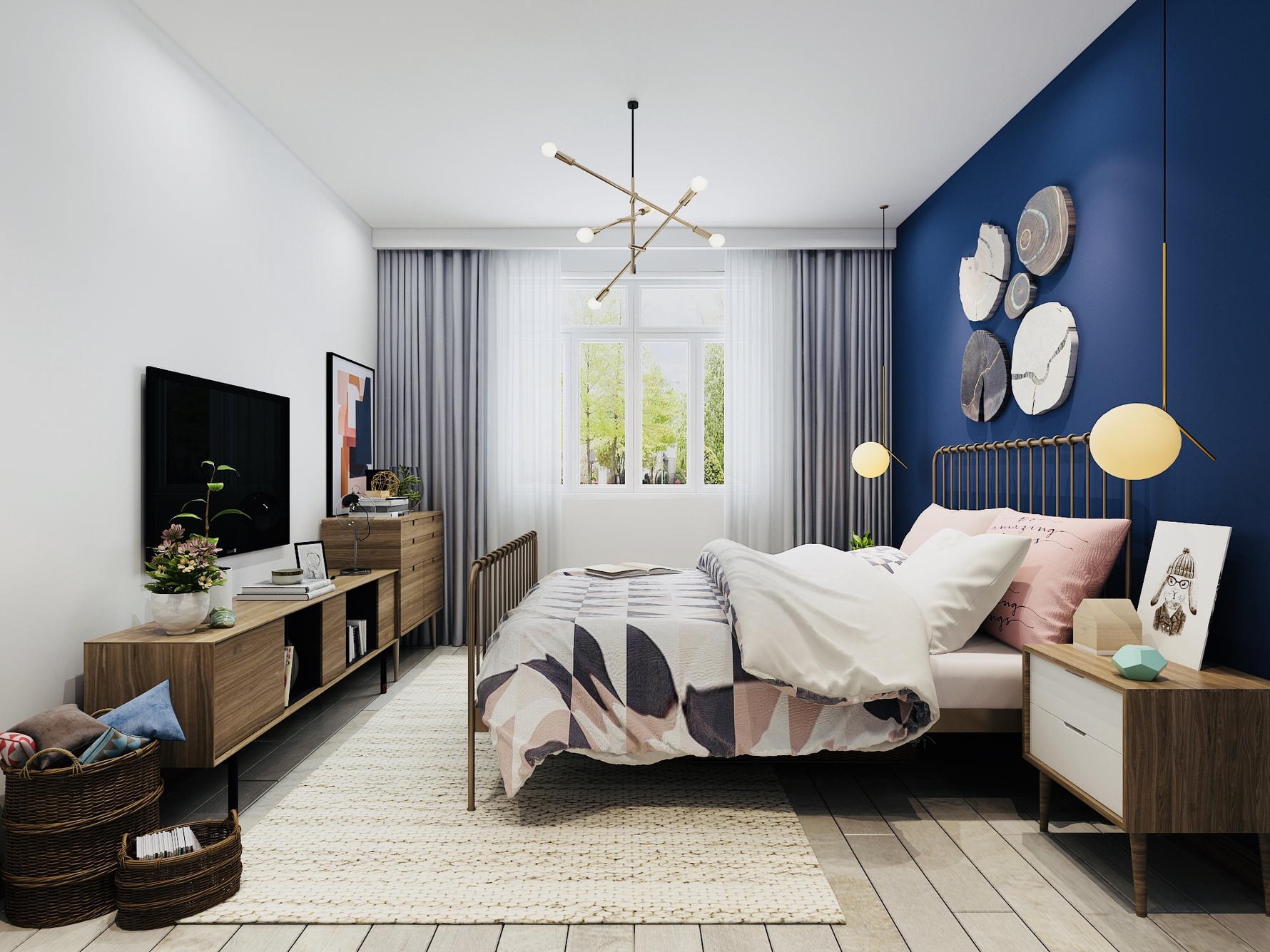 北欧风格主卧装修设计效果图