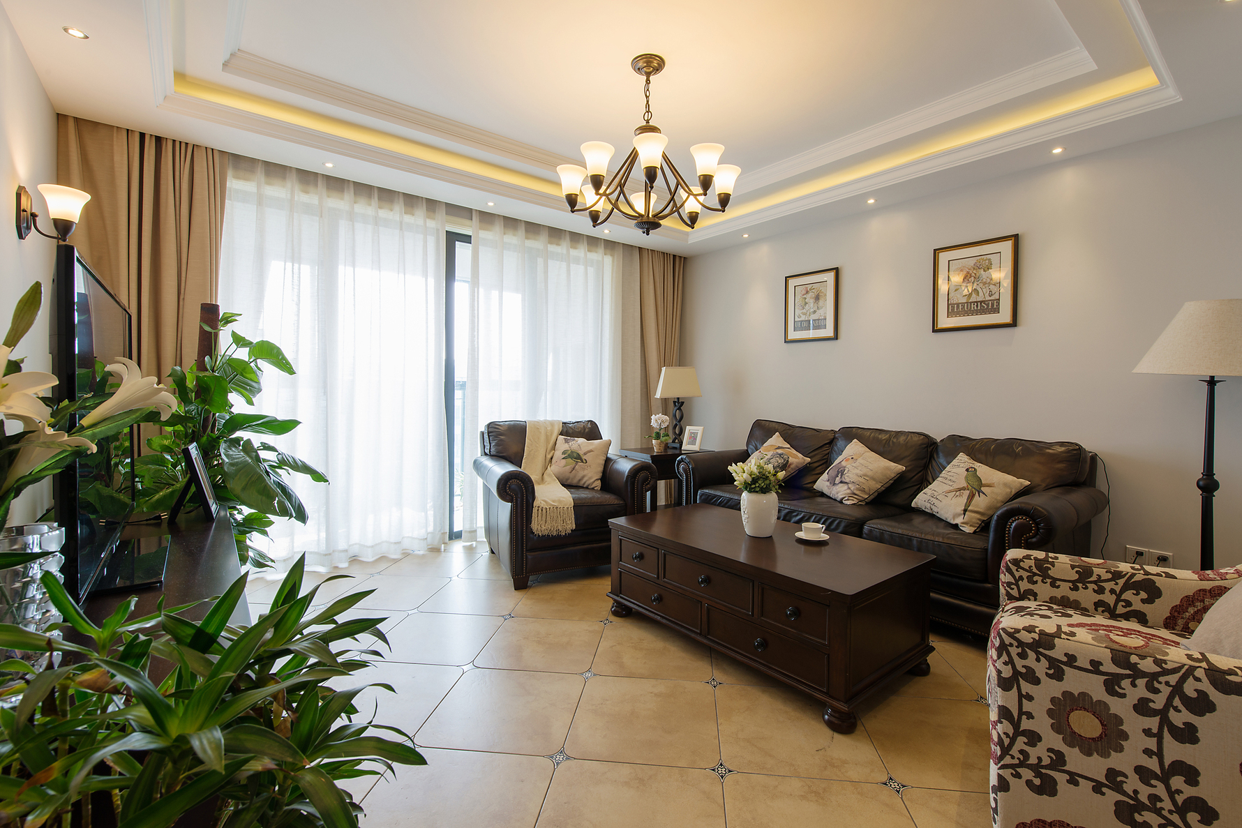 花语城小区 - 美式风格三室一厅一卫装修效果图 - ***魁设计效果图 - 