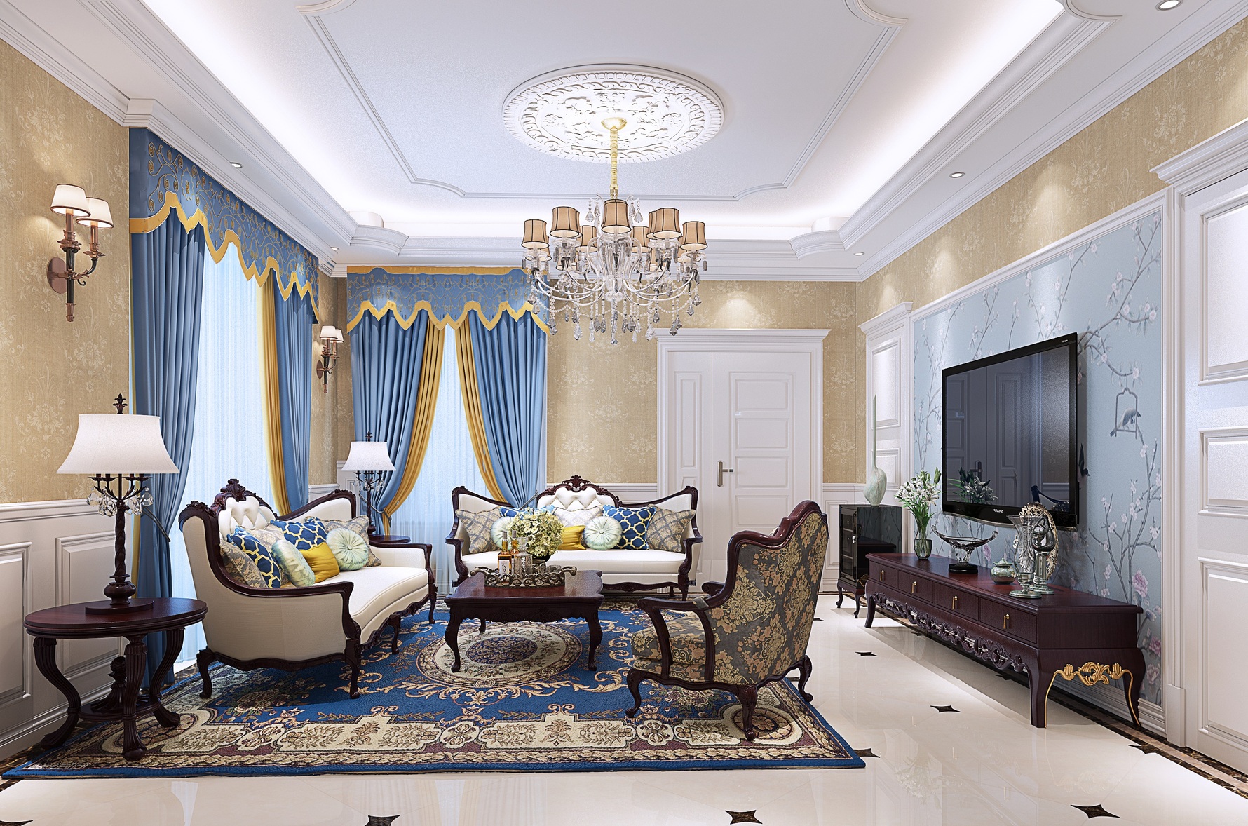 欧式风格一室一厅装修设计效果图