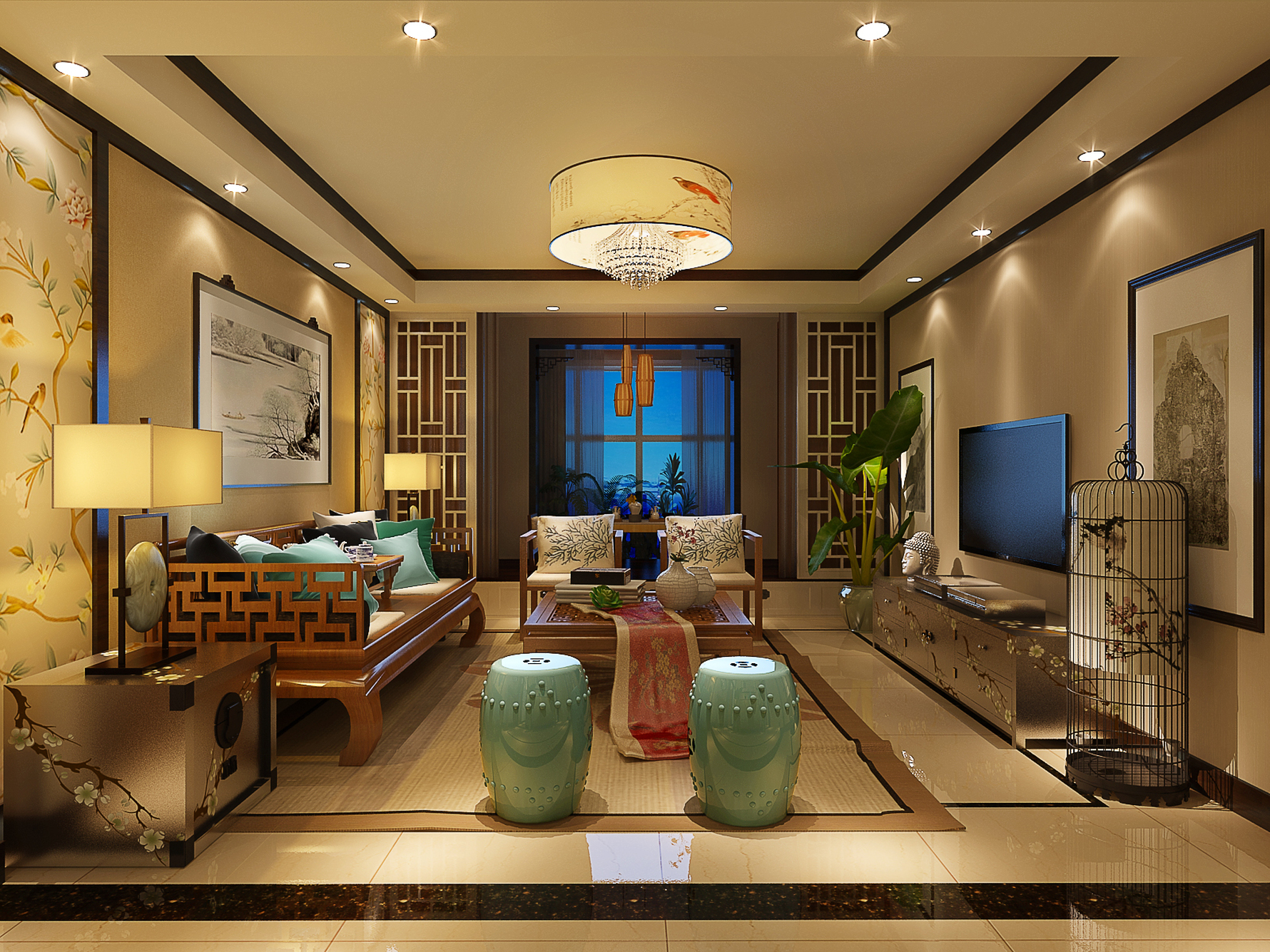 中式风格客厅装修设计效果图