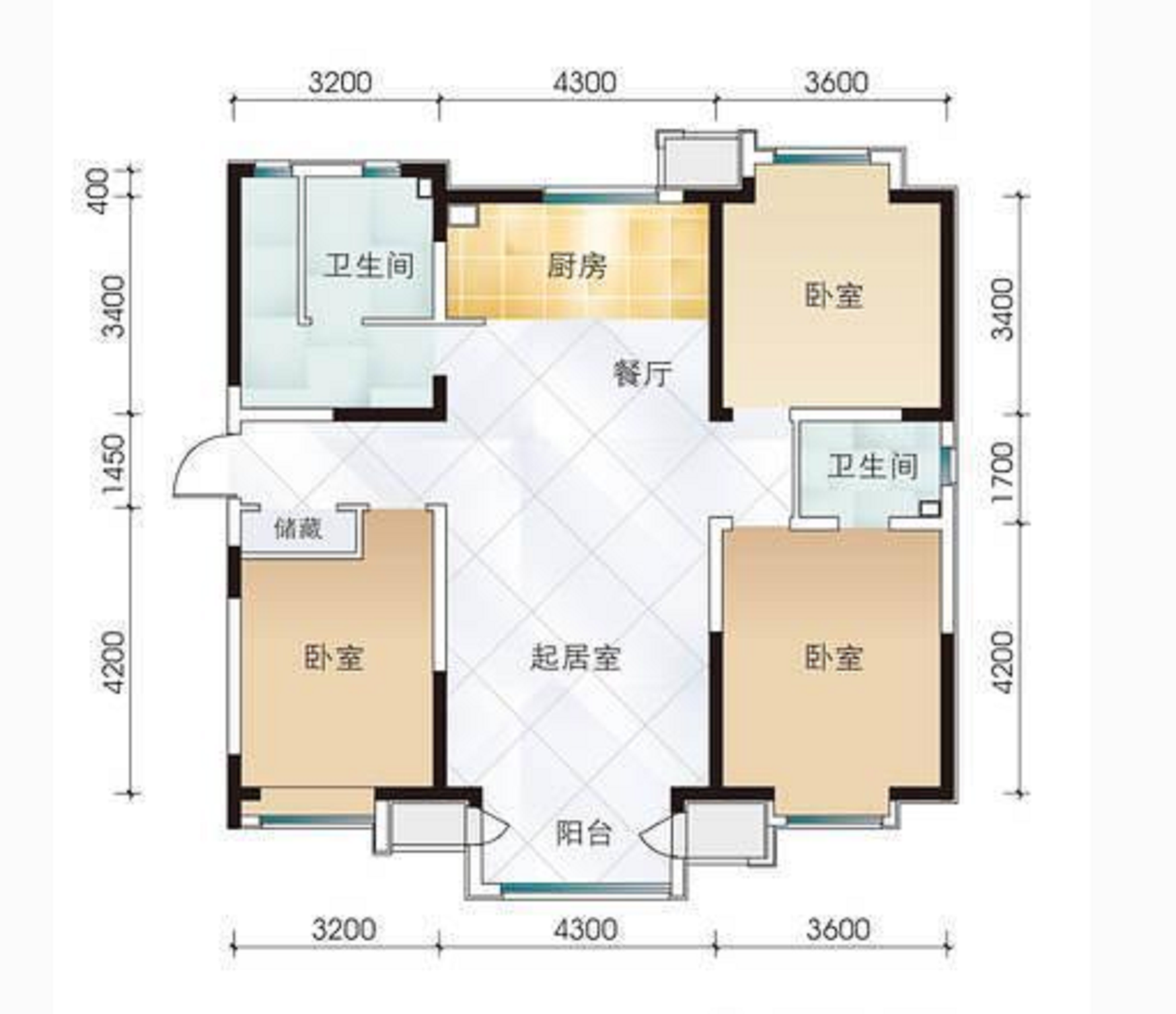 现代风格三室一厅装修设计效果图