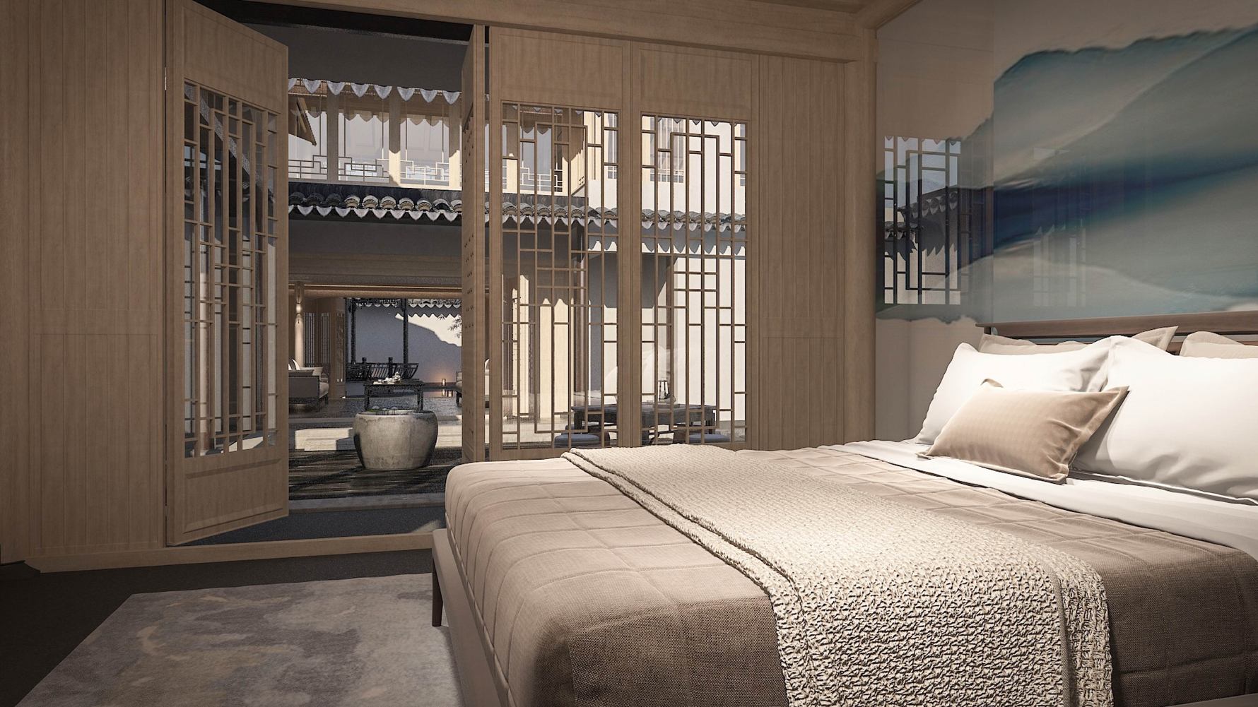 中式风格一室一厅装修设计效果图