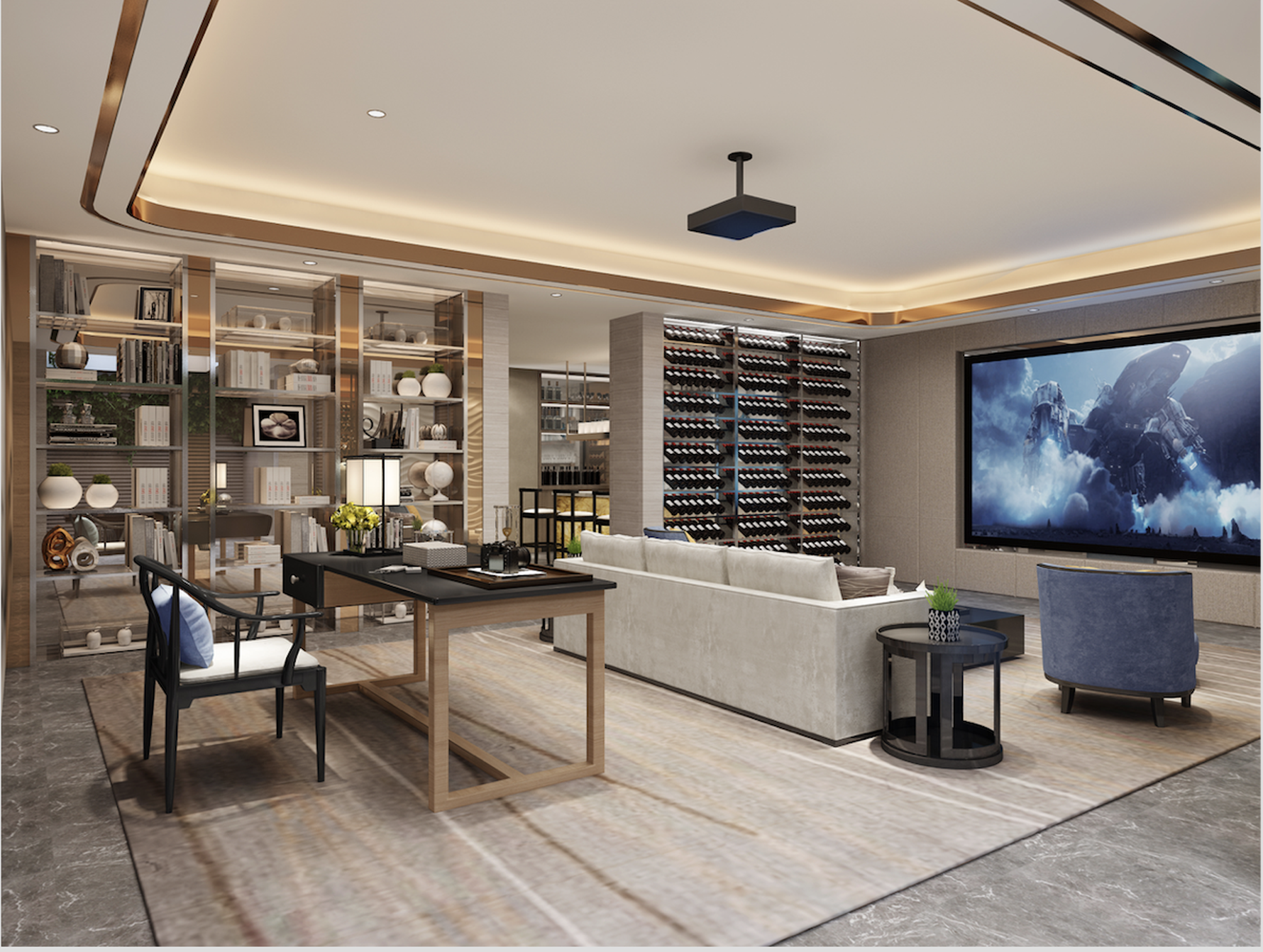 中式风格影视厅装修设计效果图