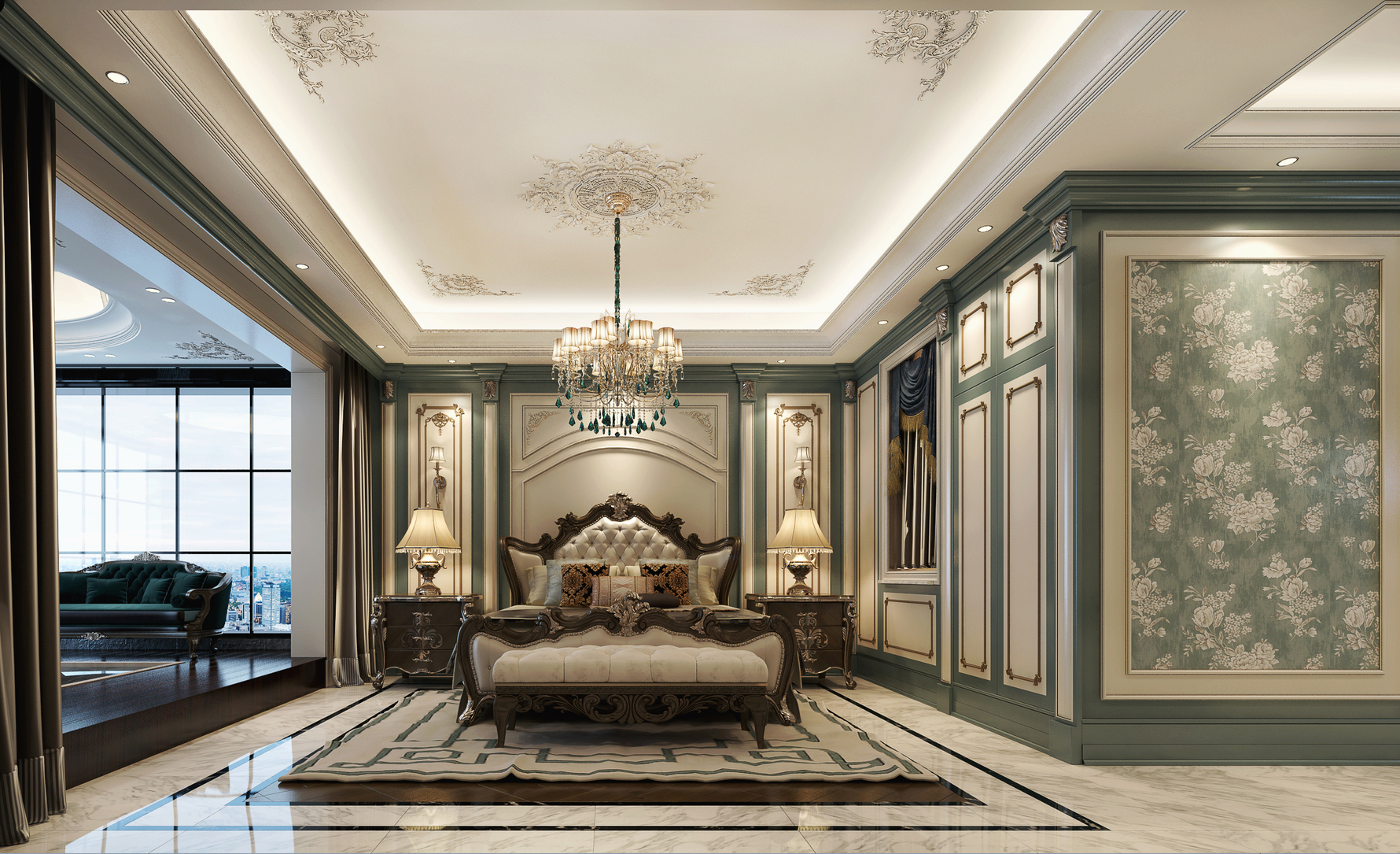 轻奢巴洛克 - 新古典风格一室四厅一卫装修效果图 - ***7设计效果图