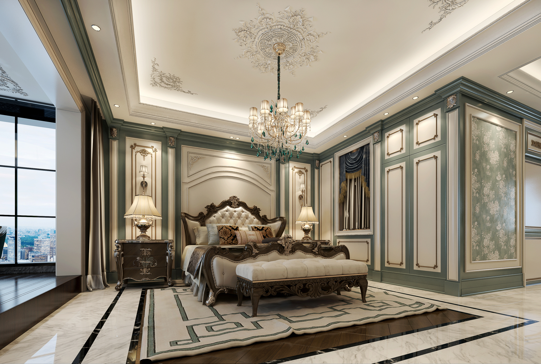 轻奢巴洛克 - 新古典风格一室四厅一卫装修效果图 - ***7设计效果图