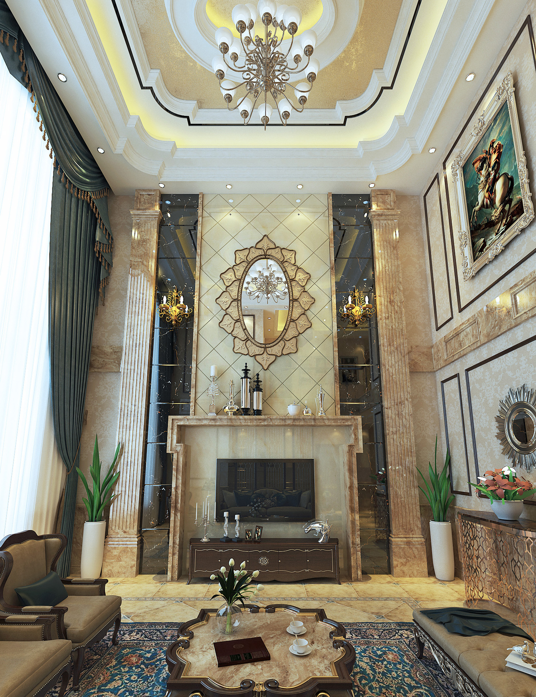 新古典风格一室一厅装修设计效果图