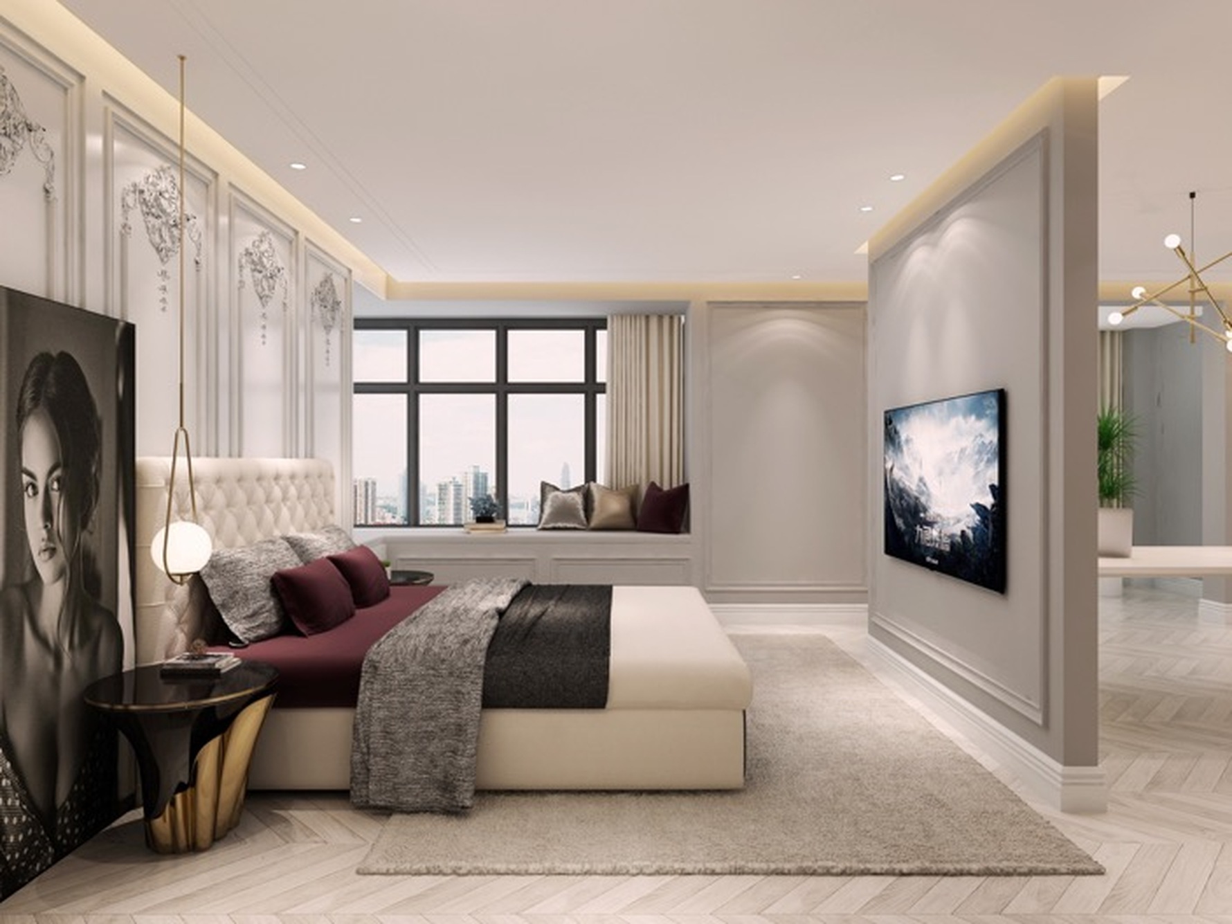 混搭风格主卧装修设计效果图