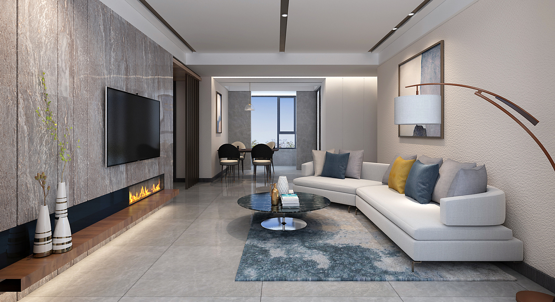 现代风格三室二厅装修设计效果图