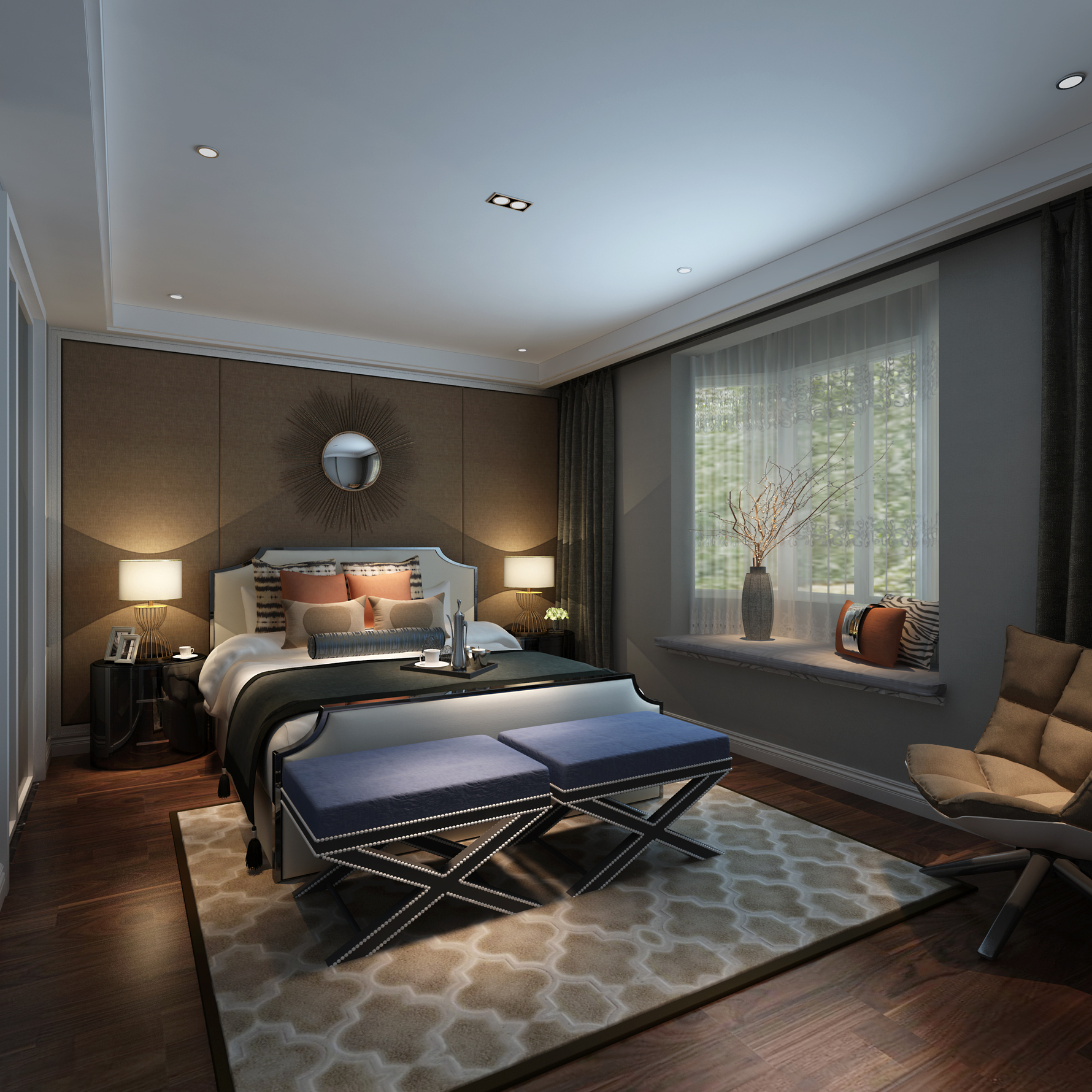 混搭风格次卧装修设计效果图