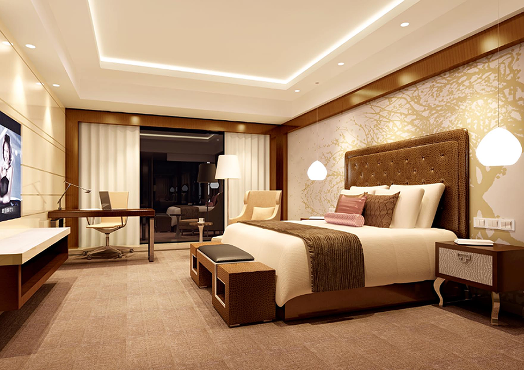 万达洲际酒店 - 混搭风格五室五厅五卫装修效果图 - ***靖设计效果图